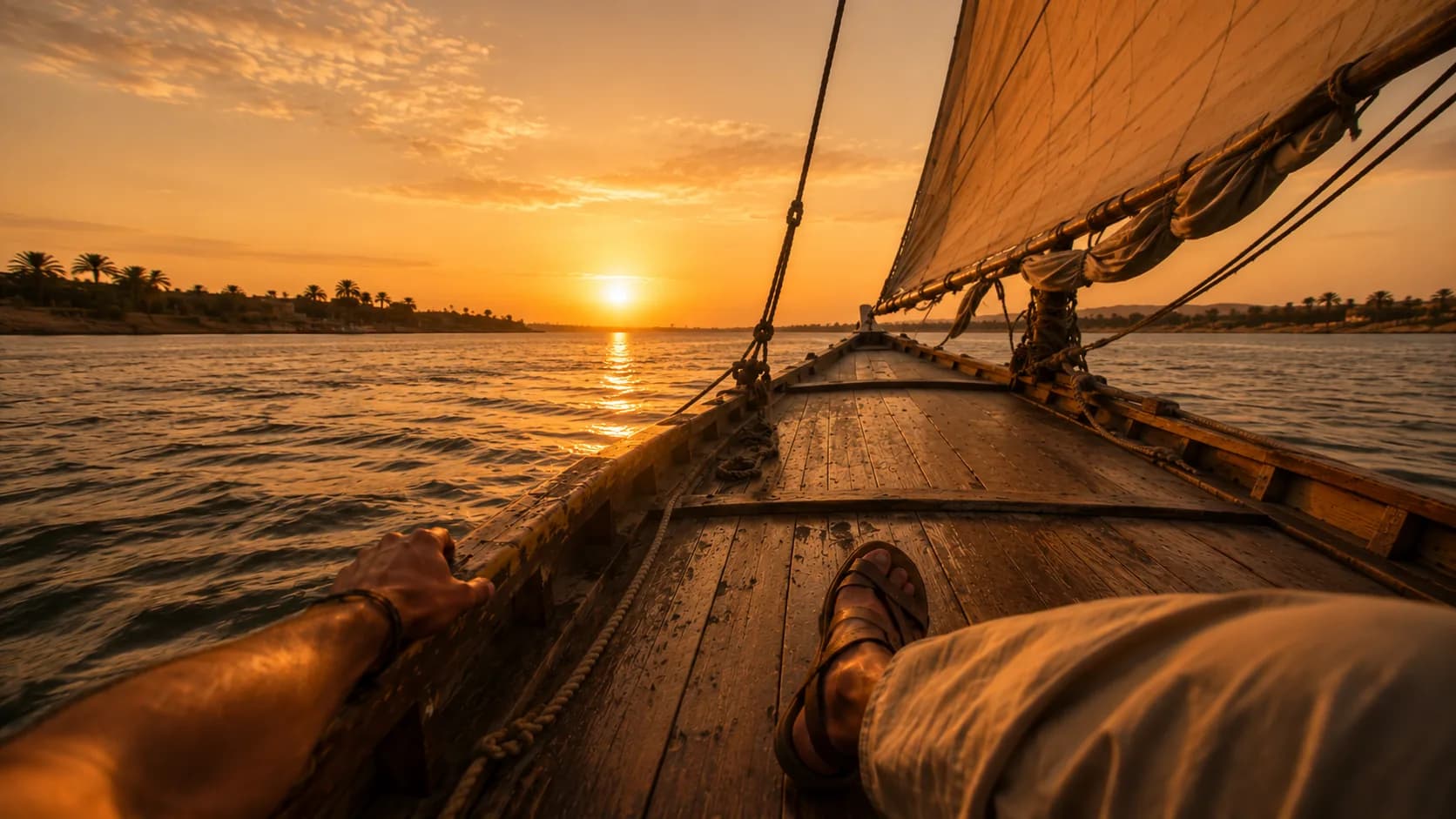 Sailing the Nile, mid-river